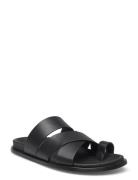 Harllow Black Leather Sandals Flate Sandaler Black ALOHAS
