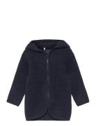 Jacket Soft Wool Outerwear Fleece Outerwear Fleece Jackets Navy Huttel...