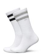 Ck Men Sock 2P Stripes Underwear Socks Regular Socks White Calvin Klei...