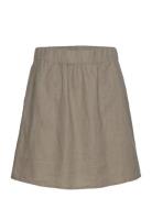 Linen Skirt Kort Skjørt Beige Rosemunde