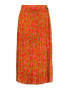 Onlalma Life Poly Plisse Skirt Aop Knelangt Skjørt Orange ONLY