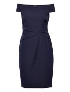 Crepe Off-The-Shoulder Dress Kort Kjole Navy Lauren Ralph Lauren
