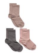 Cotton Rib Socks - 3-Pack Sokker Strømper Multi/patterned Mp Denmark