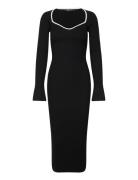 Contrast Knitted Dress Knelang Kjole Black Gina Tricot