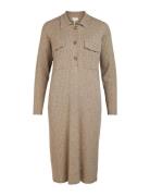 Objnoelle Polo Knit Dress Knelang Kjole Beige Object