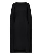 Norah Cape Detail Midi Dress Knelang Kjole Black Malina