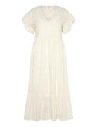 Objvita S/S Long Dress Rep Knelang Kjole Cream Object