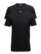 Mens Knit 2Pack Tsh Tops T-shirts Short-sleeved Black Emporio Armani