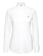 Slim Fit Knit Cotton Oxford Shirt Tops Shirts Long-sleeved White Polo ...
