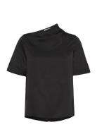 Lima Silk Tee Tops Blouses Short-sleeved Black Ahlvar Gallery