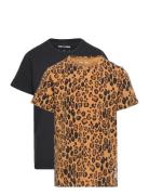 Basic Leopard Ss Tee 2-Pack Tops T-shirts Short-sleeved Black Mini Rod...