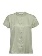 Crsiran Shirt Tops Blouses Short-sleeved Green Cream
