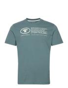 Printed Crewneck T-Shirt Tops T-shirts Short-sleeved Blue Tom Tailor