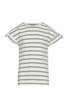 T-Shirt Ss Stripe Tops T-shirts Short-sleeved Green Creamie
