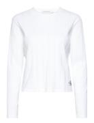 Badge Rib Baby Tee Long Sleeve Tops T-shirts & Tops Long-sleeved White...
