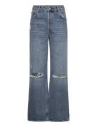 D2. Hw Relaxed Straight Rip Jeans Bottoms Jeans Wide Blue GANT