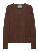 Mmthora V-Neck Knit Tops Knitwear Jumpers Brown MOS MOSH