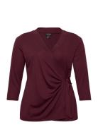 Stretch Jersey Top Tops T-shirts & Tops Long-sleeved Burgundy Lauren W...