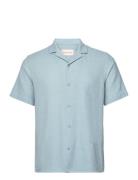 Short-Sleeved Cuban Shirt Tops Shirts Short-sleeved Blue Revolution