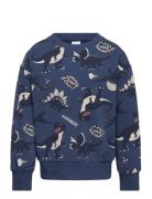 Sweater Dino Aop Tops Sweat-shirts & Hoodies Sweat-shirts Blue Lindex