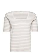 T-Shirt Ribbed Tops T-shirts & Tops Short-sleeved Beige Tom Tailor