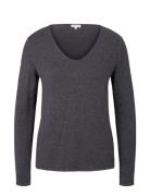 Sweater Basic V-Neck Tops Knitwear Jumpers Navy Tom Tailor