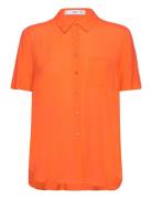 Pocket Over Shirt Tops Shirts Short-sleeved Orange Mango