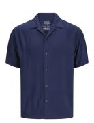 Jjejeff Solid Resort Shirt Ss Sn Tops Shirts Short-sleeved Navy Jack &...