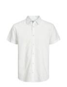 Jjesummer Linen Blend Shirt Ss Sn Tops Shirts Short-sleeved White Jack...