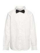 Shirt Poplin W Bow Tops Shirts Long-sleeved Shirts White Lindex