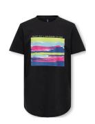 Kobarne S/S Tee Print Box Jrs Tops T-shirts Short-sleeved Black Kids O...