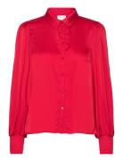 Vikenzie L/S Shirt/6/Ln Tops Shirts Long-sleeved Red Vila