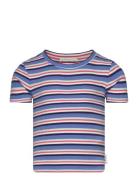 Cropped Striped Rib T-Shirt Tops T-shirts Short-sleeved Multi/patterne...