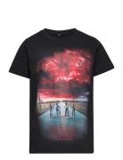 Nkmdec Strangerthings Ss Top Box Bfu Tops T-shirts Short-sleeved Black...