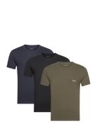 Tshirtrn 3P Classic Tops T-shirts Short-sleeved Khaki Green BOSS