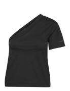 Smooth Cotton Shoulder Top Tops T-shirts & Tops Short-sleeved Black Ca...