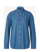 Hedvig Cotton/Lyocell Shirt Tops Shirts Long-sleeved Blue Lexington Cl...