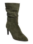 Wrinckle Bootie Shoes Boots Ankle Boots Ankle Boots With Heel Green Ap...