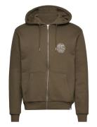 Globe Zipper Hoodie Tops Sweat-shirts & Hoodies Hoodies Khaki Green Le...