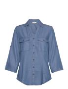 Fqcarly-Shirt Tops Shirts Short-sleeved Blue FREE/QUENT