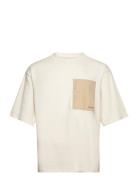Wordmark Over D Knit Top Tee Sport T-shirts Short-sleeved Cream Conver...