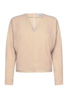 Carla Top Tops Blouses Long-sleeved Beige Marville Road