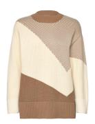 Colour Block Cotton C-Neck Tops Knitwear Jumpers Brown GANT