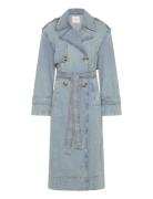 Double Breasted Denim Trench Trench Coat Kåpe Blue Mango