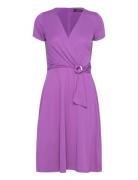 Surplice Jersey Dress Kort Kjole Purple Lauren Ralph Lauren