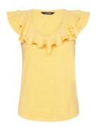 Ruffle-Trim Slub Jersey Sleeveless Tee Tops T-shirts & Tops Sleeveless...