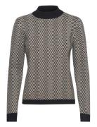 Objray L/S Knit Pullover Aop Tops Knitwear Jumpers Black Object