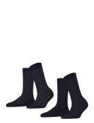 Fine Dot So 2P Lingerie Socks Regular Socks Navy Esprit Socks