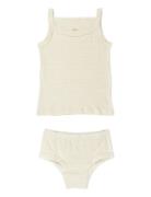 Strap Top And Underpants Striped Undertøysett Beige Copenhagen Colors