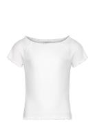 Top Rib Curly Hem Stina Tops T-shirts Short-sleeved White Lindex